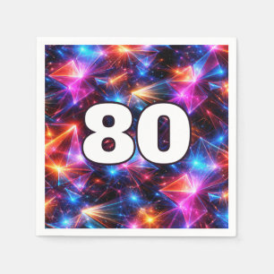 80. Geburtstag Neon-Polygon-Abstrakt Serviette