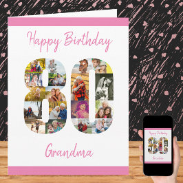 80. Geburtstag Nummer 80 Fotocollage Big Custom Karte