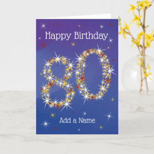 80. Geburtstag - Nummer 80 in Sternen - Blau - Alt Karte