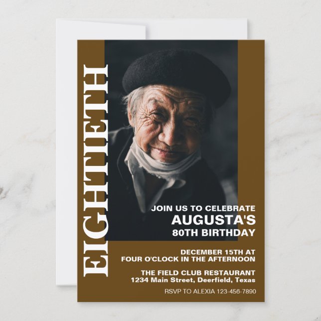 80. Geburtstag oder JEDES ALTER Elegantes Party Einladung (Vorderseite)