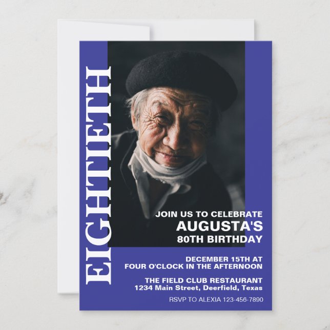80. Geburtstag oder JEDES ALTER Elegantes Party Einladung (Vorderseite)