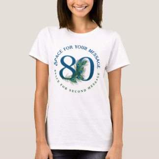 80. Geburtstag oder Jubiläum Pfauenfedern T-Shirt