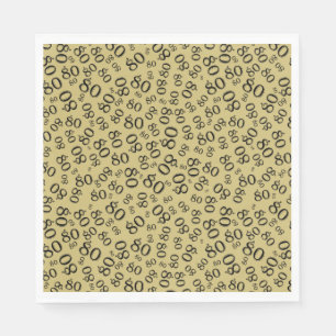 80. Geburtstag Party Nummer Pattern Schwarz/Gold Serviette