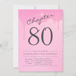 80. Geburtstag Pink Gray Party Einladung