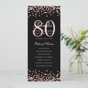 80 Geburtstag Programm Rose Gold Confetti Menü Bla