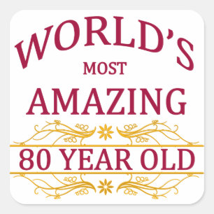 80. Geburtstag Quadratischer Aufkleber