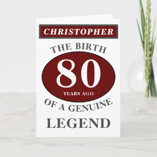 80. Geburtstag Red Genuine Legend Fügen Sie Ihren  Karte