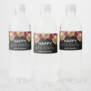 80. Geburtstag Red Gold Balloons Wasser Flasche Et Wasserflaschenetikett