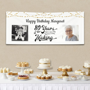 80. Geburtstag Retro-Lichterkette 2 Fotos Banner
