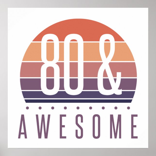 80. Geburtstag Retro Sunset Poster (Vorne)