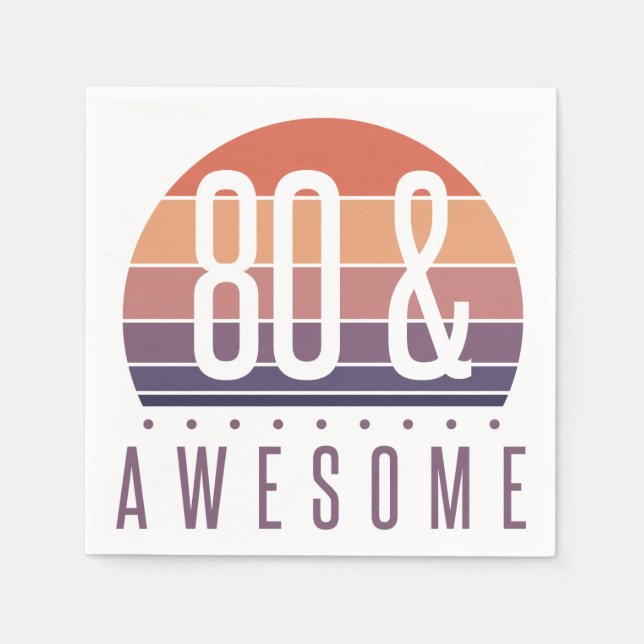 80. Geburtstag Retro Sunset Serviette (Vorderseite)