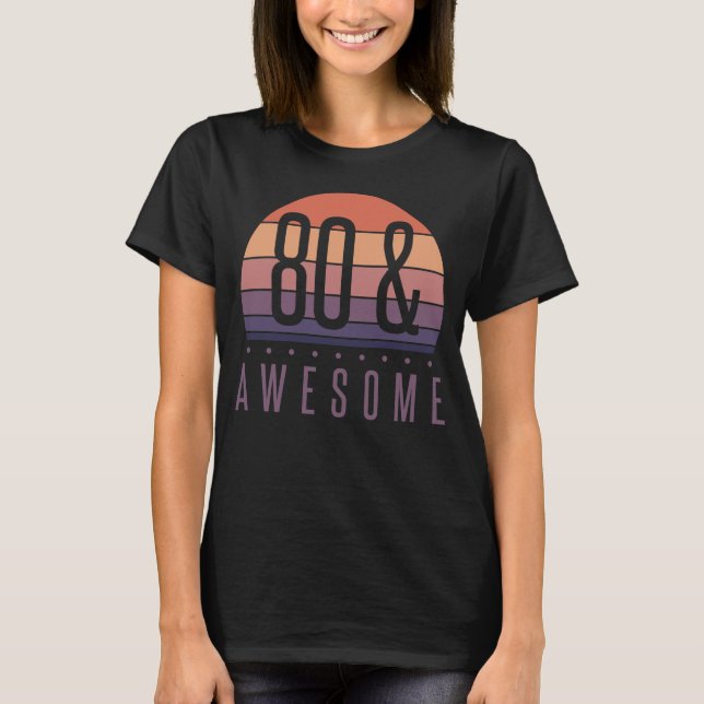80. Geburtstag Retro Sunset T-Shirt (Vorderseite)