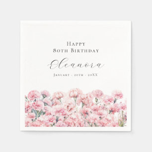 80. Geburtstag rosa Nelke Januar-Geburtsblume Serviette