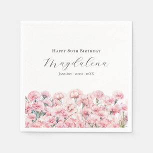 80. Geburtstag Rosa Nelke Januar Geburtsblume Serviette