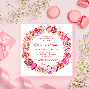 80. Geburtstag Rosa Wirbles Herz Valentine Einladung