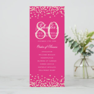 80. Geburtstag Rose Gold Menü Hot Pink Einladung