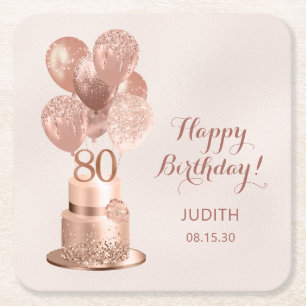 80. Geburtstag Rose Gold Torte Rechteckiger Pappuntersetzer
