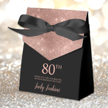 80. Geburtstag Roségold Danke Favorbox