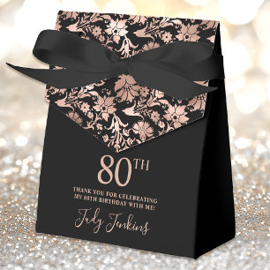 80. Geburtstag Roségold Floral Dankeschön Geschenkschachtel