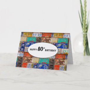 80. Geburtstag rostige Nummernschilder Karte