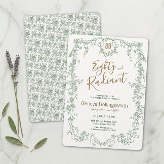 80. Geburtstag Sage Cottage Floral Vintage Achtzig Einladung