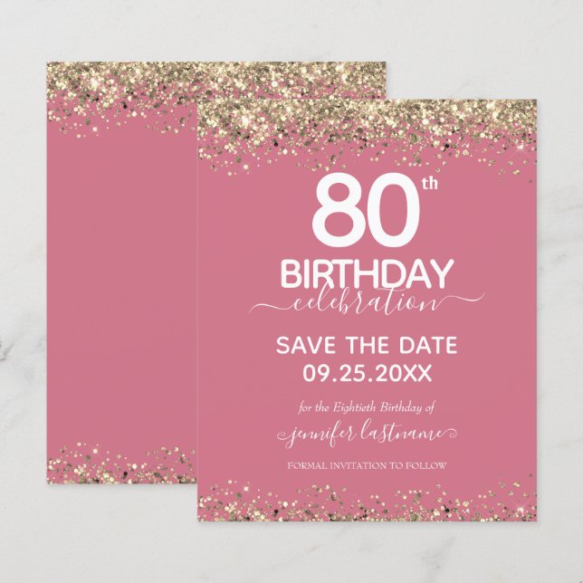 80. Geburtstag Save the Date Einladung (Vorne/Hinten)