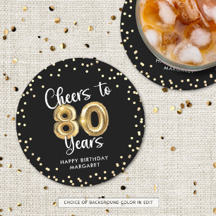 80. Geburtstag Schreit auf 80 Jahre Schwarzes Gold Runder Pappuntersetzer