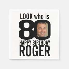 80. Geburtstag schwarz aussehen 80 benutzerdefinie Serviette