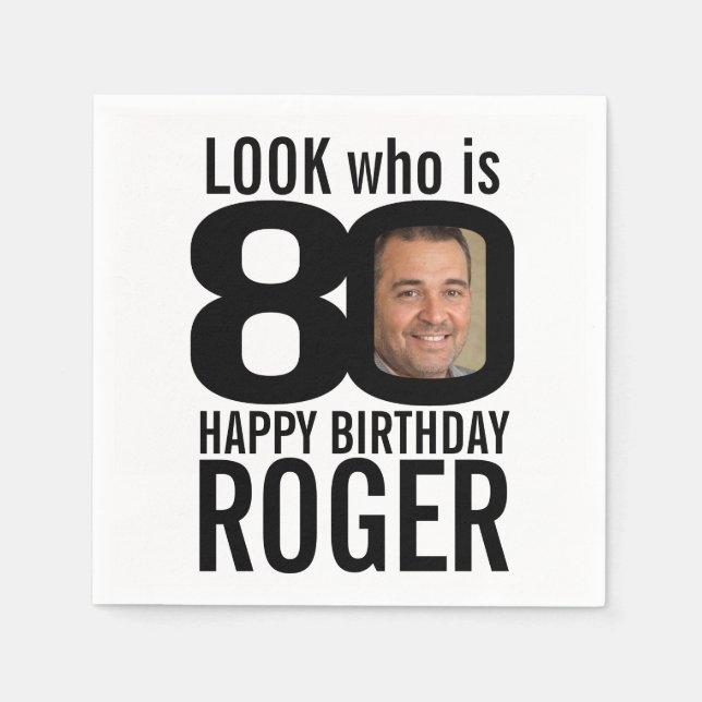 80. Geburtstag schwarz aussehen 80 benutzerdefinie Serviette (Vorderseite)