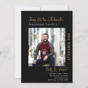 80. Geburtstag schwarz Einladung