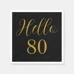80. Geburtstag Schwarz Gold Geburtstagsfeier Serviette