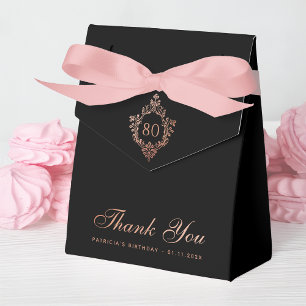 80. Geburtstag Schwarz Rosa Elegantes Vintage-Wapp Geschenkschachtel