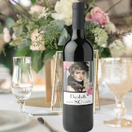 80. Geburtstag Schwarz-weiße Streifen Blumenkohl-F Weinetikett