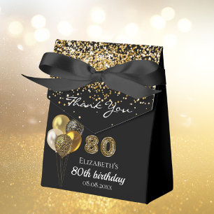 80. Geburtstag schwarzen Gold Leopard Vielen Dank Geschenkschachtel
