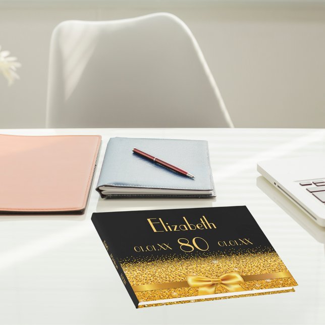 80. Geburtstag schwarzer goldener Bogen klassisch  Gästebuch (Von Creator hochgeladen)
