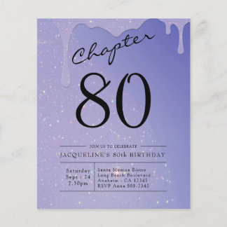 80. Geburtstag Script Glitzer Einladung Flyer