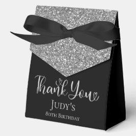 80. Geburtstag Silberner Glitzer Black Danke Geschenkschachtel