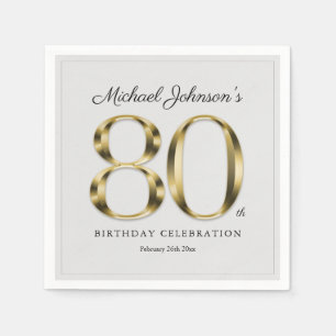 80. Geburtstag Solid Gold Light Gray Klasse Elegan Serviette