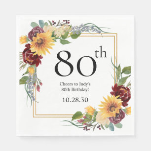 80. Geburtstag Sonnenblumen Serviette
