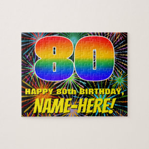 80. Geburtstag: Spaß, bunte feierliche Feuerwerke Puzzle