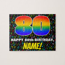 80. Geburtstag — Spaß, farbenfrohe Musiksymbole & 