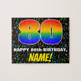 80. Geburtstag — Spaß, farbenfrohe Musiksymbole & Puzzle