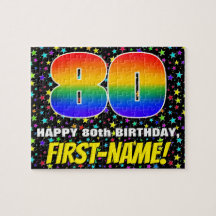 80. Geburtstag — Spaß, farbenfrohe Sternenweltenmu