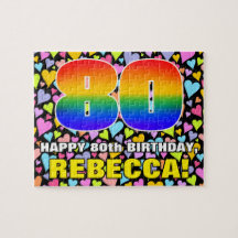 80. Geburtstag — Spaß, Liebende Herzformen + "80"