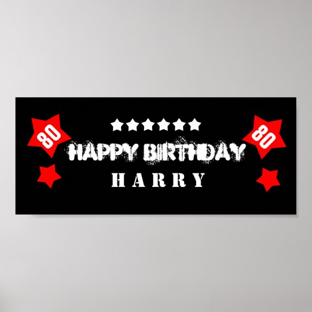 80. Geburtstag Star Banner Individuelle Name V80er Poster (Vorne)