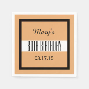 80. Geburtstag Tan und Black Custom V01FC Serviette