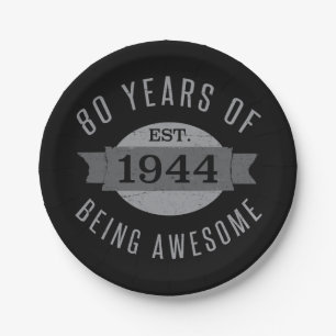 80. Geburtstag Toll 1944 Pappteller