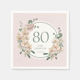 80. Geburtstag Tropical Floral Serviette