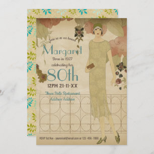 80. Geburtstag Vintag 1930 Einladung Nouveau Achtz