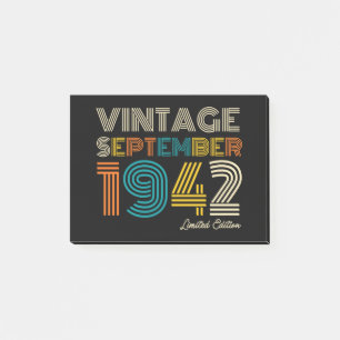 80. Geburtstag Vintag September 1942 Limited Edtn. Post-it Klebezettel